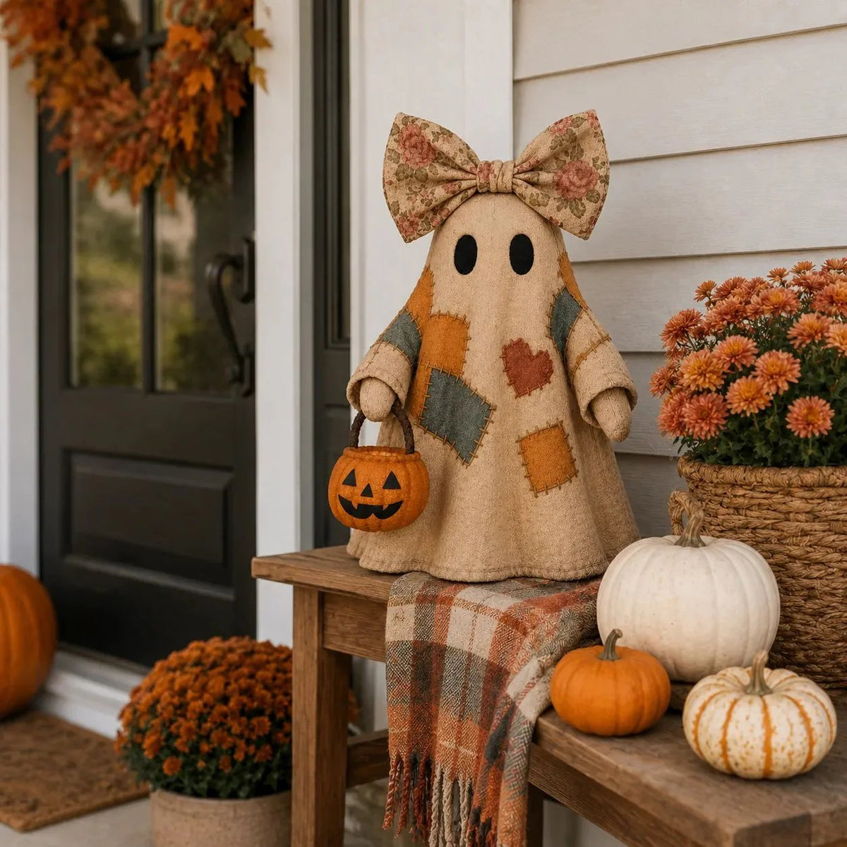🎉👻Lighted Vintage Patchwork Ghost