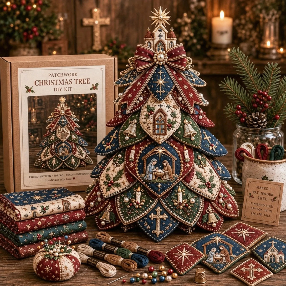 🔥LAST DAY 49% OFF - ✝️Religious-Themed Beaded & Quilted Christmas Tree DIY Kit(📦Buy 2 Free Shipping)