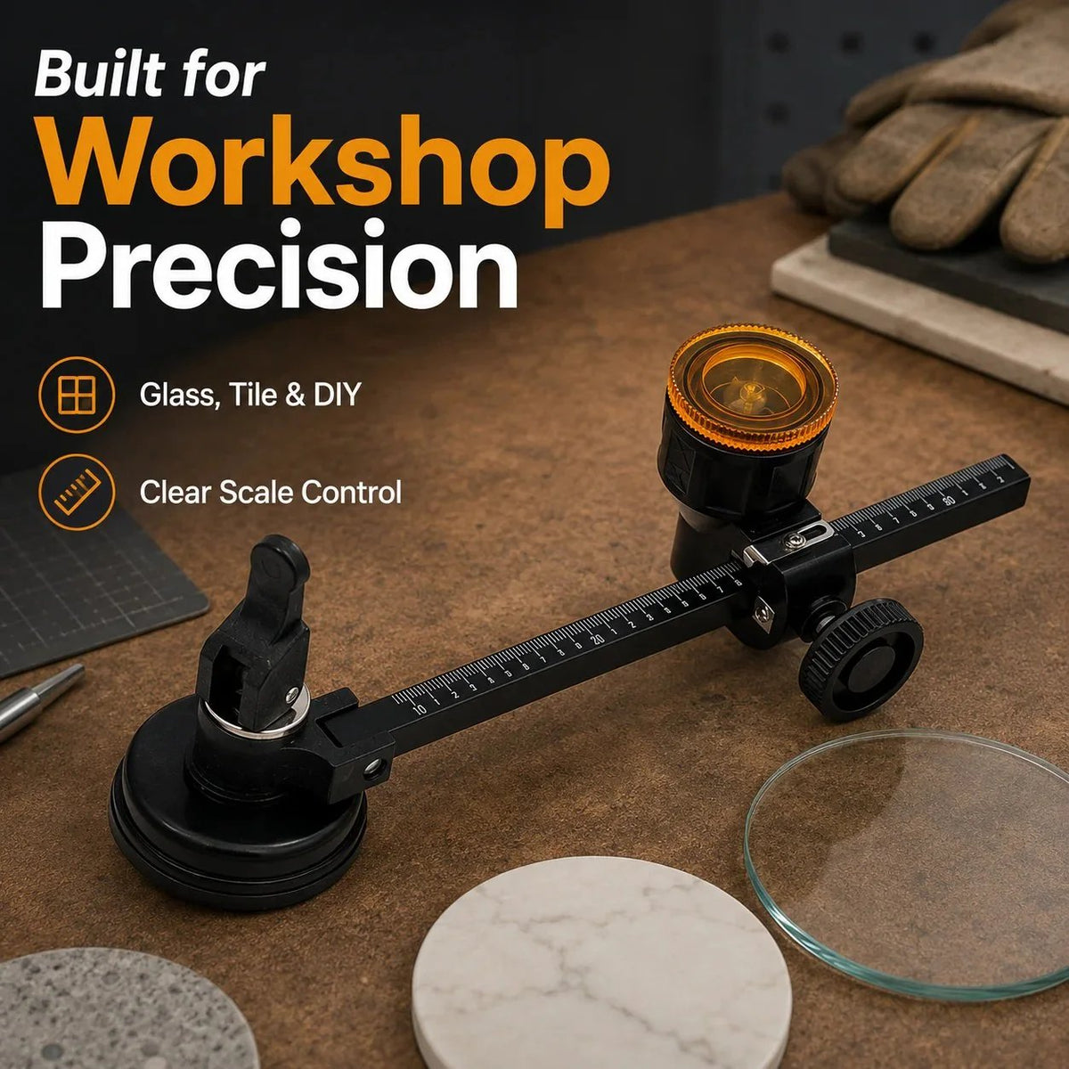 🎉 🔥Glass Circle Cutter Tool for Tiles and Ceramics with Adjustable Features, Cutting 300MM