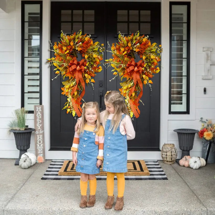French Berries orange brown swag wreath