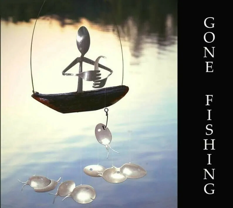 Fishing Man Spoon Fish Sculpture Wind Chime(Buy 2 Get Free Shippin!)